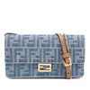 Fendi Denim Effect FF Jacquard Wallet On Chain Baguette Secondhand