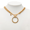 Chanel CC Gold Plated Double Chain Loupe Magnifying Glass Pendant Necklace Secondhand