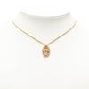 Dior Gold Plated Strass CD Logo Oval Pendant Necklace Secondhand