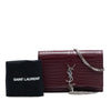 Saint Laurent Croc Embossed Leather Monogram Kate Tassel Wallet on Chain Secondhand