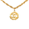 Chanel CC Gold Plated Round Pendant Necklace Secondhand