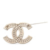 Chanel CC Gold Plated Rhinestone Brooch Secondhand