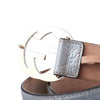 Secondhand Gucci Metallic Silver Leather Interlocking G Buckle Belt - '00s