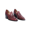 Secondhand Miu Miu Burgundy Python Leather Block Heel Penny Loafers