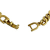 Dior Gold Plated CD Logo Rhinestone Cuban Chain Link Necklace Secondhand