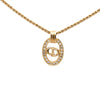 Secondhand Dior Gold Plated Strass CD Logo Oval Pendant Necklace