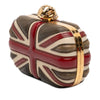 Alexander McQueen Calfskin and Patent Britannia Skull Box Clutch Secondhand