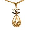 Chanel CC Gold Plated Teardrop Pendant Necklace Secondhand