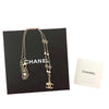 Chanel Gold Plated Faux Pearl CC Pendant Flower Station Necklace Secondhand