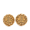 Chanel CC Gold Plated Wheat Medallion Clip On Earrings Secondhand