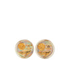 Chanel CC Gold Plated Resin Camellia Button Clip On Earrings Secondhand