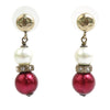 Chanel CC Gold Plated Faux Pearl Strass Bullet Back Earrings Secondhand