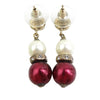 Chanel CC Gold Plated Faux Pearl Strass Bullet Back Earrings Secondhand