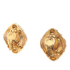 Chanel CC Gold Plated Quilted Diamond Strass Clip On Earrings Secondhand