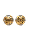 Chanel Gold Plated CC Crystal Round Clip On Earrings Secondhand