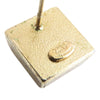 Chanel Gold Plated Enamel CC Square Stud Earrings Secondhand