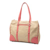 Prada Studded Leather Trimmed Canvas Front Pocket Tote Secondhand