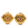 Chanel Gold Plated CC Round Clip On Earrings Secondhand