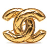 Chanel Gold Plated Quilted CC Brooch Secondhand
