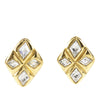 Chanel Gold Plated Strass Diamond Shape Clip On Earrings Secondhand