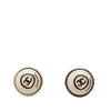 Chanel CC Brass Enamel Round Push Back Earrings Secondhand