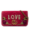Gucci Mini GG Marmont Embroidered Matelasse Velvet Love Wallet On Chain Secondhand