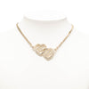 Chanel Gold Plated Rhinestones Heart Logo Choker Necklace Secondhand