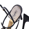 Yves Saint Laurent Black Patent Leather YSL Logo Heeled Sandals