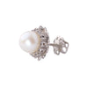 Secondhand Vintage White Gold Pearl & Diamond Floral Earrings - '60s