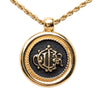 Dior Gold Plated Enamel Logo Round Pendant Necklace Secondhand