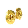 Chanel CC Gold Plated Round Clip on Earrings Secondhand