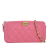 Chanel Quilted Lambskin Boy Double Zip Wallet On Chain Secondhand