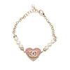 Chanel CC Gold Plated Resin Crystal Faux Pearl Chain Heart Bracelet Secondhand