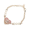 Chanel CC Gold Plated Resin Crystal Faux Pearl Chain Heart Bracelet Secondhand
