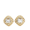 Chanel Gold Plated Quilted Diamond Crystal Clip On Earrings Secondhand