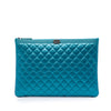 Chanel Large Quilted Metallic Caviar Boy O Case Clutch Secondhand
