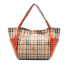 Burberry Small Leather Trimmed Haymarket Check Coated Canvas Canterbury Tote Secondhand