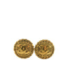 Chanel CC Gold Plated Sunburst Round Clip On Earrings Secondhand