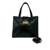 Ferragamo Croc Embossed Leather Vara Bow Satchel Secondhand