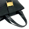 Ferragamo Croc Embossed Leather Vara Bow Satchel Secondhand