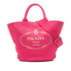 Prada Medium Canvas Canapa Logo Convertible Shopping Tote Secondhand