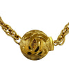 Chanel CC Gold Plated Textured Logo Round Pendant Necklace Secondhand
