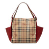 Burberry Small Leather Trimmed Haymarket Check Coated Canvas Canterbury Tote Secondhand