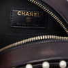 Chanel CC Quilted Metallic Lambskin Pearl Studded Round Clutch with Chain Secondhand