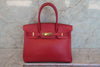 Hermes Birkin Handbag Red Courchevel with Gold Hardware
