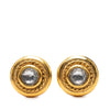 Secondhand Chanel Gold Plated Rhinestone Rope Border Clip On Earrings