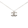 Chanel Silver Plated CC Rhinestones Pendant Necklace Secondhand