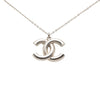 Chanel Silver Plated CC Rhinestones Pendant Necklace Secondhand