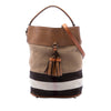 Burberry Medium Mega Check Canvas and Grained Calfskin Ashby Tassel Bucket Bag Secondhand
