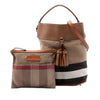 Burberry Medium Mega Check Canvas and Grained Calfskin Ashby Tassel Bucket Bag Secondhand